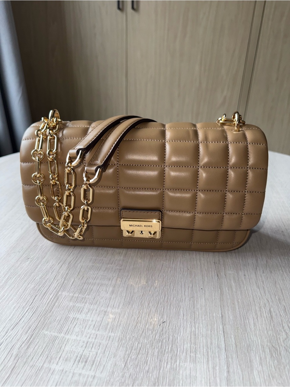 Michael Kors Tribeca Leather Quilted Shoulder Bag